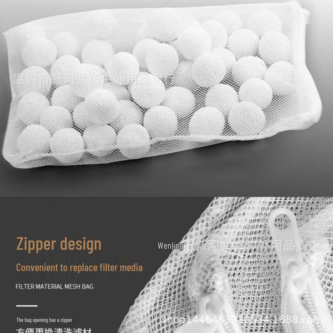 Polyester Zipper Mesh Bag for Fish Tank Filter with Activated Carbon 10x10 белый
