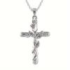 1pc Retro Pendant Necklace with Cross and Rose Flower, Three Colors Options