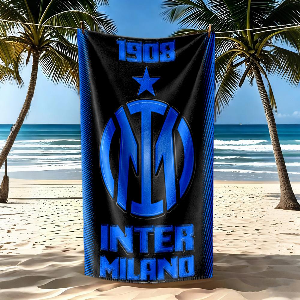 Inter Milan Beach Towel Super Soft Microfiber Quickdry Fabric Comfortable Lightweight