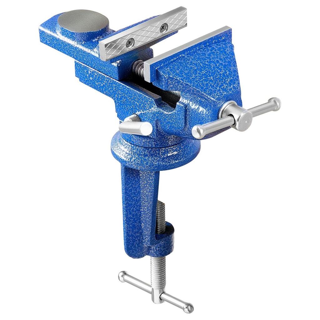 Bench Vise, 3 Inch, Portable Workbench Vice with 360° Swivel Base, Quick Release Rotating Bench Clamp, Raised Base, Cast Iron Construction, for
