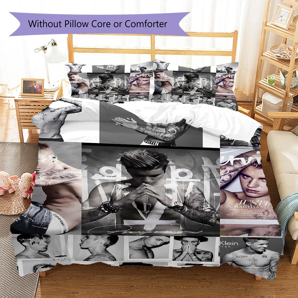 Set Copripiumino Trapuntato con Fantasia Bieber Federa Decorazione Casa Regalo (1 * copripiumino + 2 * federa, senza nucleo)