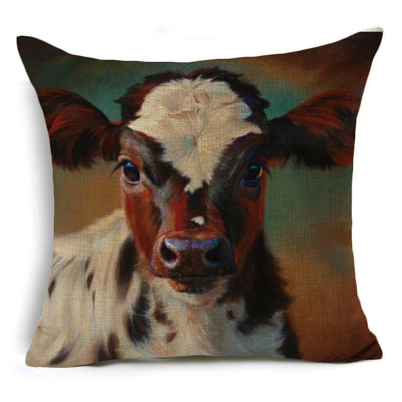

Ретро Картина Маслом Животные, Корова, Свинья и Собака, Льняная Подушка, Наволочка, Подушка 45*45cm