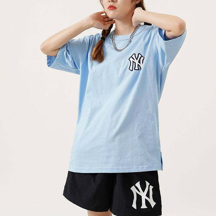 New MLB Old Flower T Shirts Unisex Blue 3ATSM2023-50BLL