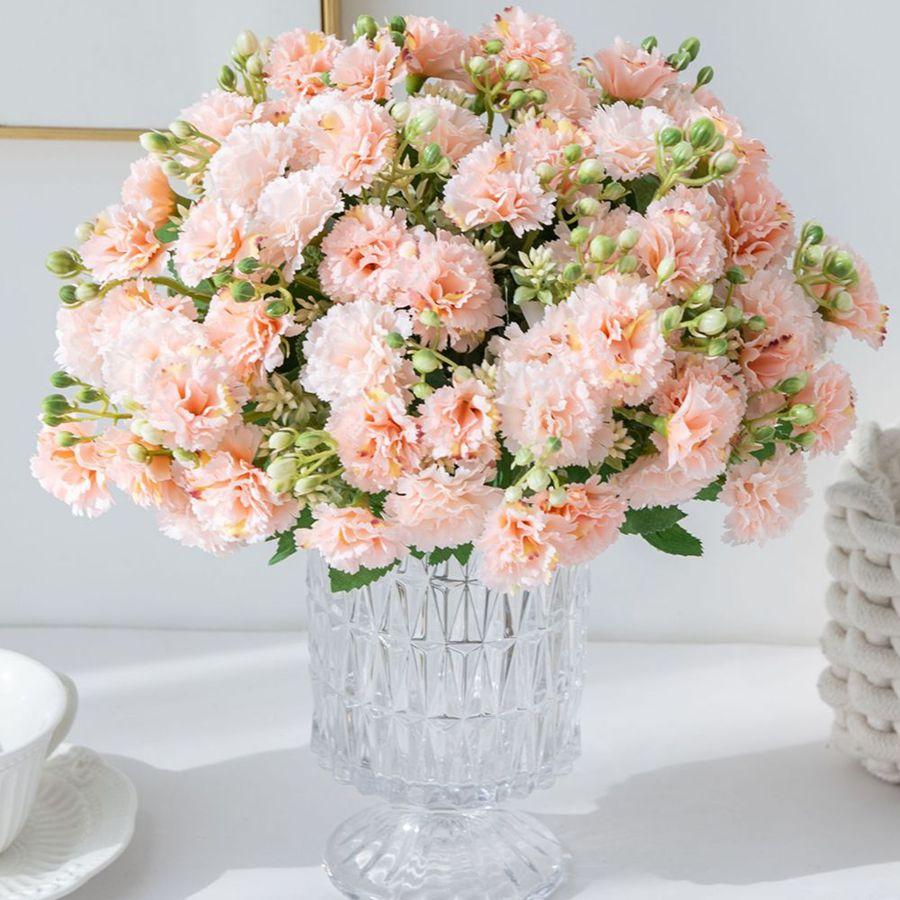 Artificial Flower Silk Carnation Outdoor Festival Wedding Bride Bouquet Festival Home Vase TableDIY Gift Box Clipping Decoration