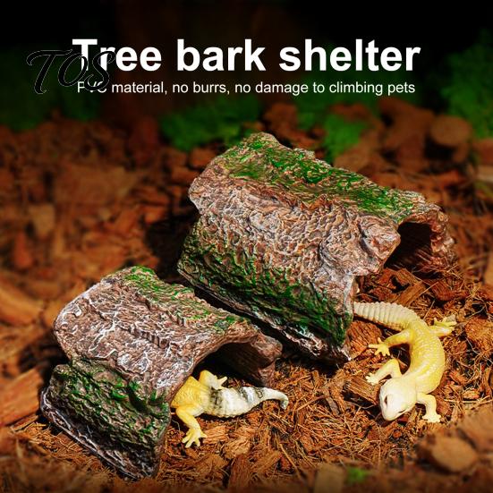 Reptile Supplies for Tanks Hideout Cave, Tree Trunk Gecko Lizard Realistic Arched Habitat Decoration Bark Hideaway Spiders Tortoises Tank Terrarium