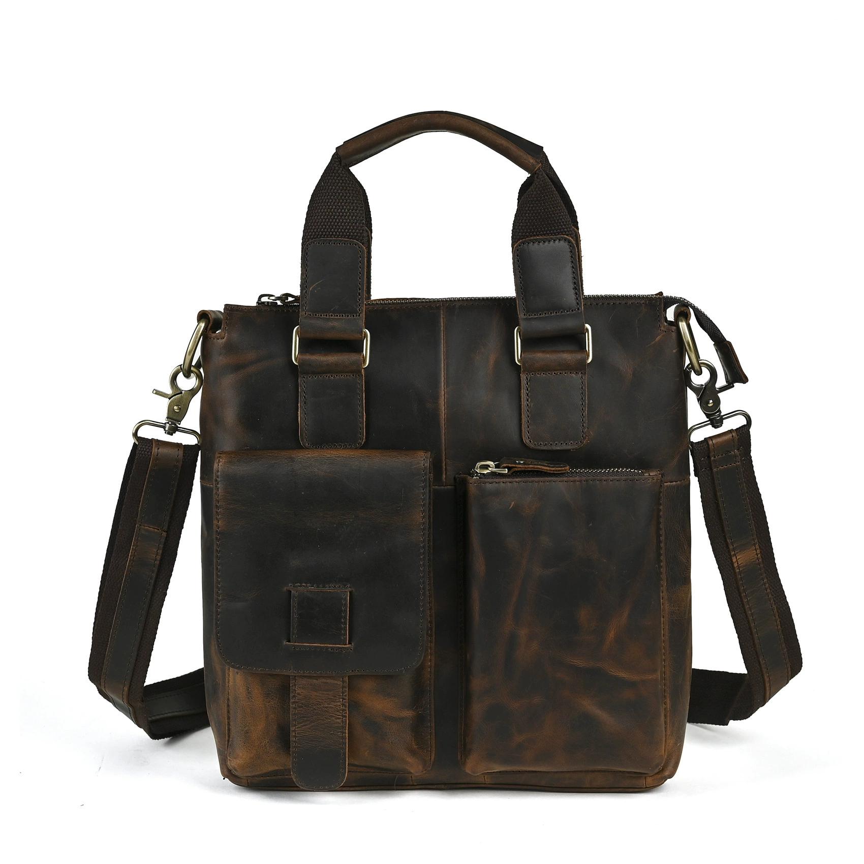 

Crazy Horse Leather Handbag Leather Men s Bag Casual Leather Briefcase Retro Handmade Shoulder Crossbody Bag (30cm Max Length 50cm)