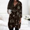 Women's Halloween Print V-Neck Tunic Top, 3/4 Sleeve, Pocket