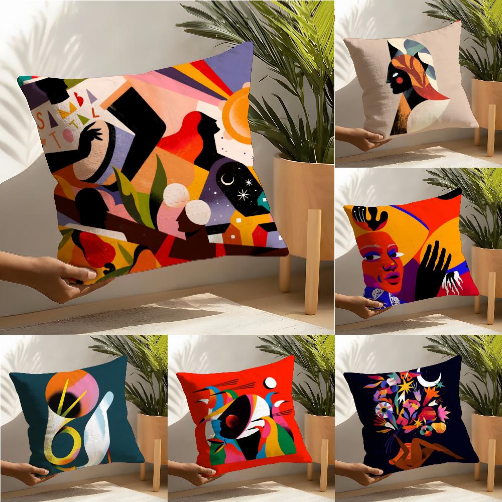 Color Illustrator W-Willian Santiago Art 4 Pillow Case Linen Pillow Case Sofa Home Decor Cushion Cover Cushion Cove