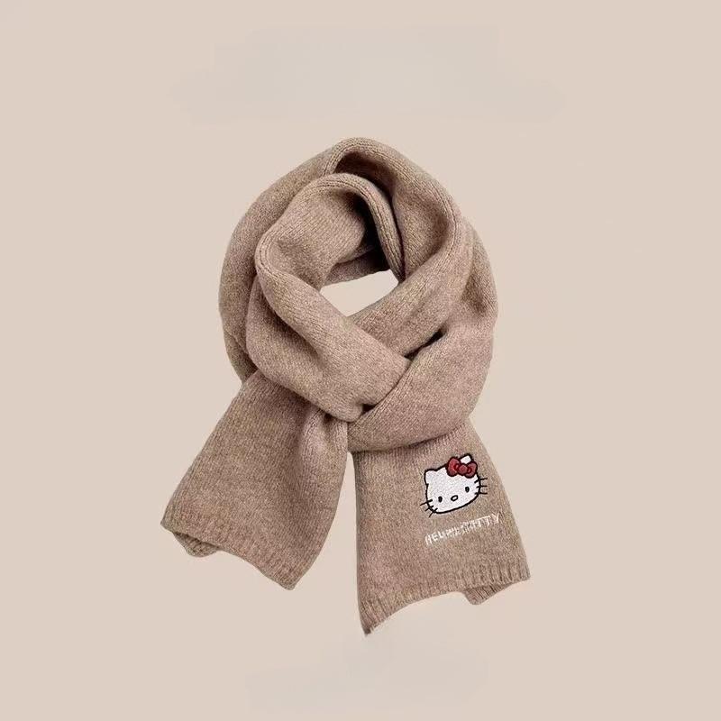 Japanese Cute Puppy Embroidered Knitted Scarf Autumn and Winter Warm and Cold-proof Fashion Versatile High-end Scarf Student