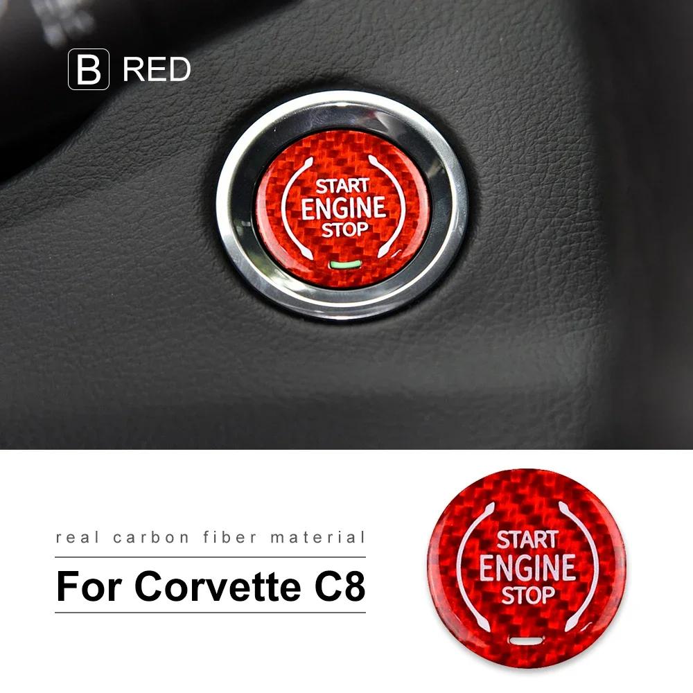 Carbon Fiber Engine Start Stop Button Cover for Chevrolet Corvette C8 Cadillac XT4 XT6 CT5 2019-2023