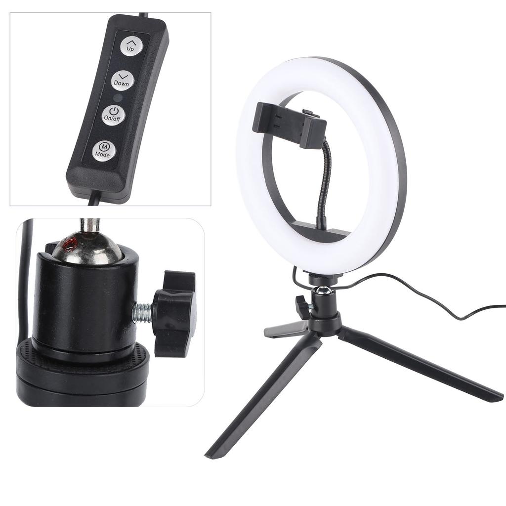 UN‑206 3‑Color 20cm Ring Light LED Tripod Stand Arc Fill Lamp for Beauty Photography Live