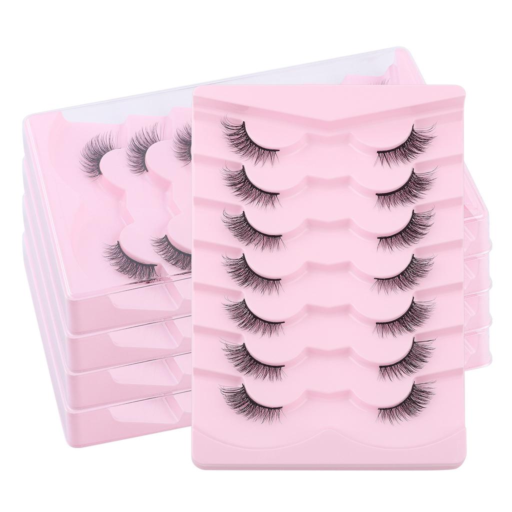 7 Pairs Of Half-Eye False Eyelashes, Dense Curled Eye Tail, Elongated Half-Eye False Eyelashes