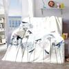 2026 New Arrivals 1pc Floral & Dragonfly Print Flannel Blanket Soft DoubleSided Plush AllSeason Sofa Throw, Lightweight Air Conditioning Blanket for B