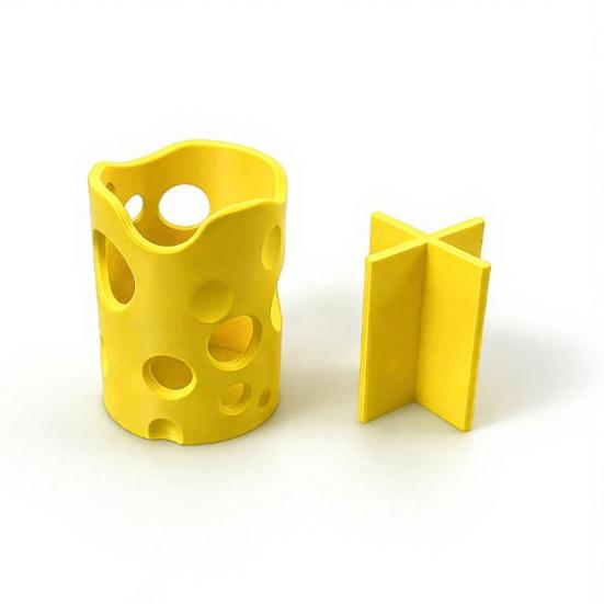 Portapenne a Forma di Formaggio Stampato 3D DYS, Organizer da Scrivania ad Alta Capacità con Bordi Lisci e Divisori Rimovibili, Scatola Portaoggetti per Cancelleria per Penne