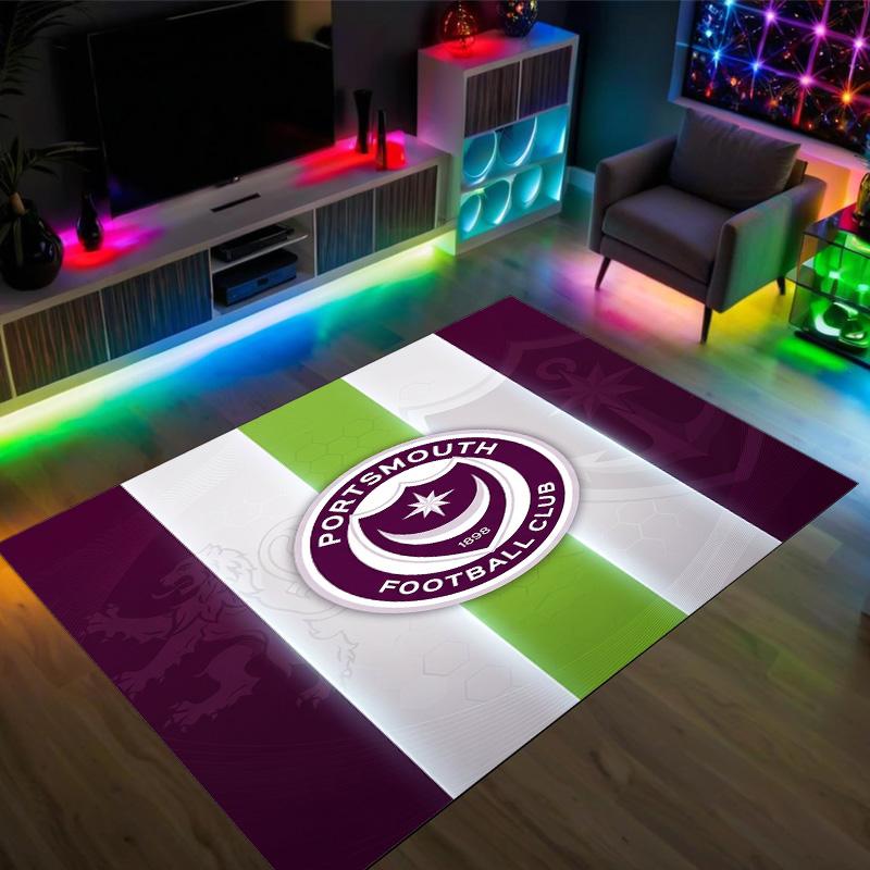 Portsmouth FC Design Crystal Velvet Carpet Cozy Non?Slip Printed Rug For Bedroom Living Room Entrance