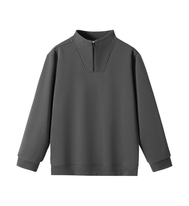 Women's Loose Fit Half-Zip Stand Collar Hoodie - Long Sleeve Solid Color Outerwear for Spring and Autumn