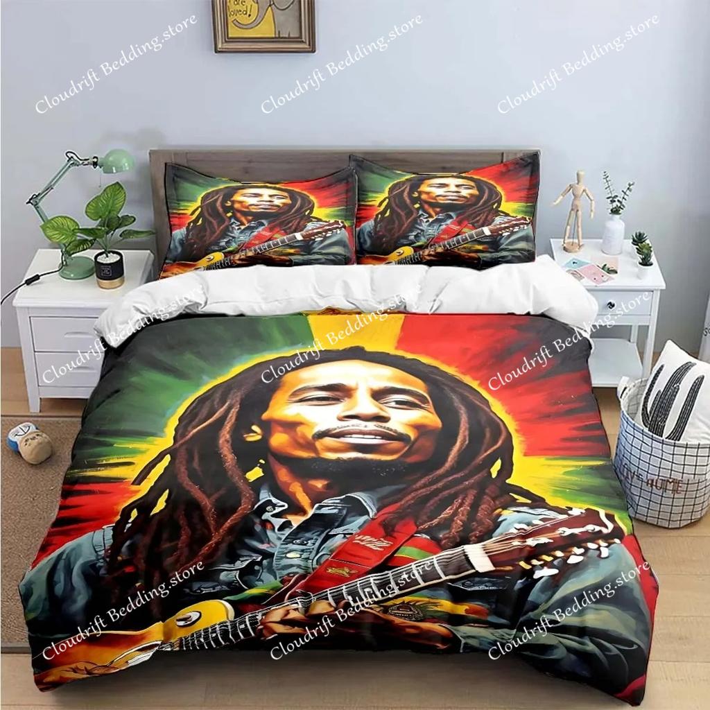 New Singer R-Reggae Bob Marley Pattern Bedding Sets Bed Supplies Set Duvet Cover Comforter Set Bedding Set Luxury Birthday Gift