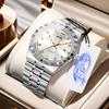 Men'S Watch Stainless Steel Waterproof Non-Mechanical Luminous Calendar Fashion Steel Belt Watch