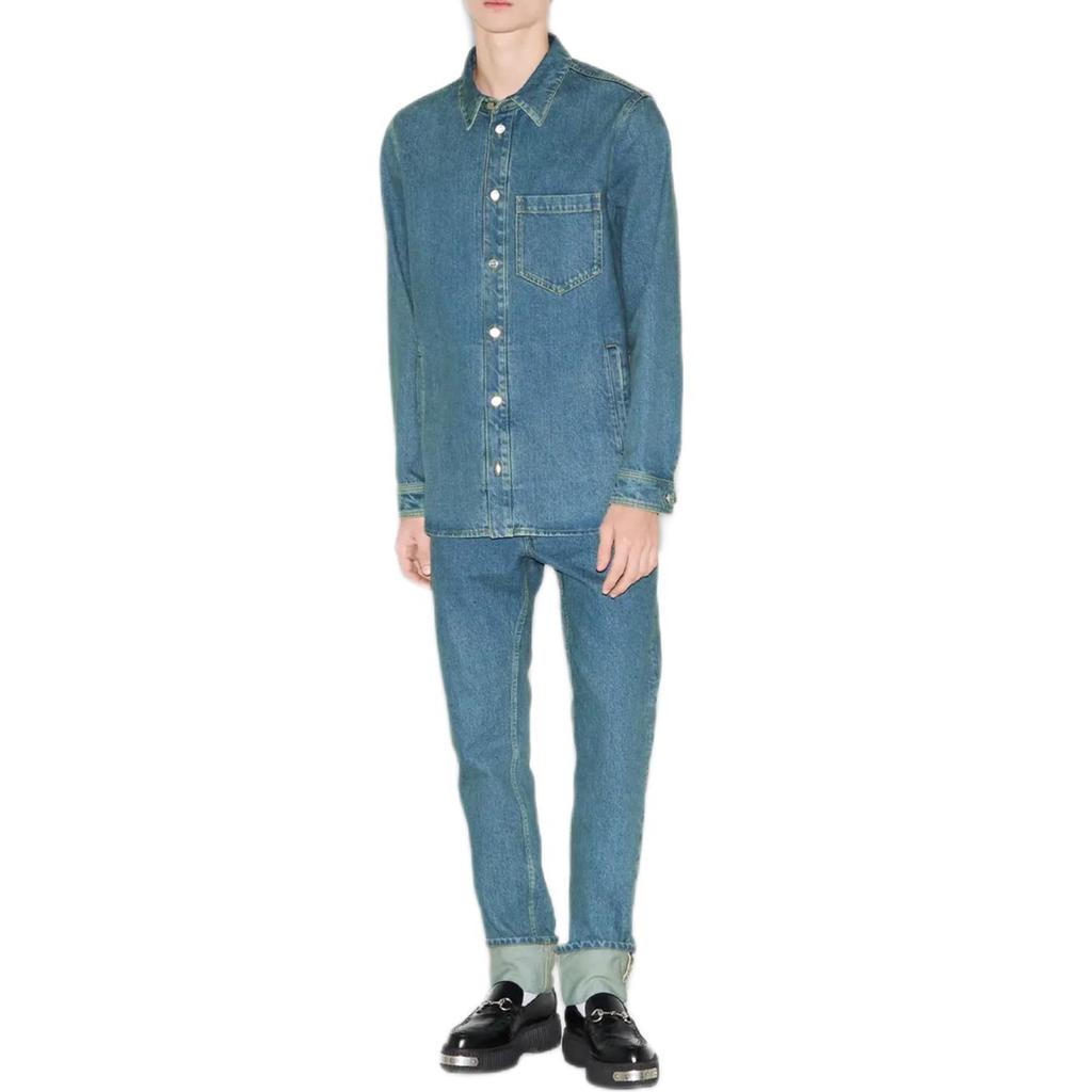 GUCCI Shirts Men's Blue Pointed Collar Moderate Denim 815657-XDC6P-4206