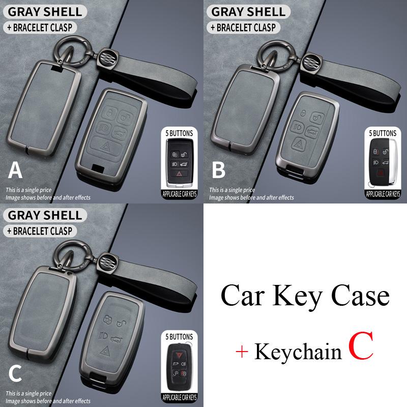 Zinc Alloy + Leather Car Key Case Cover for Land Rover Range Rover Evoque Sport Freelander Discovery Velar for Jaguar XE XF XJ