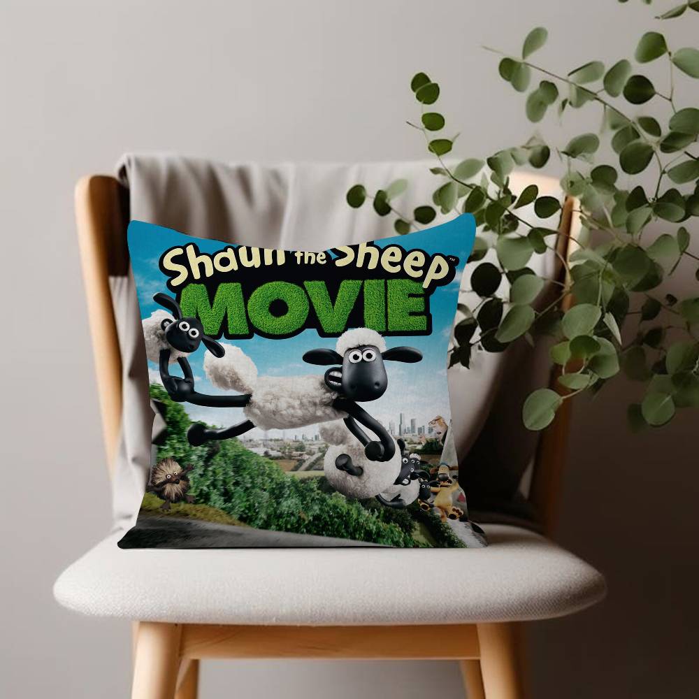 Cartoon SShaun Fun the Sheep Anime Cushion Cover Inches Farmhouse Decor Home Throw Pillow Covers for Couch Decorations