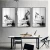 New Retro Art Bathroom Animal Canvas Painting Lovely Penguin Elephant Zebra Giraffe Bathroom Wall Art Poster Home Decoration Mural No Frame