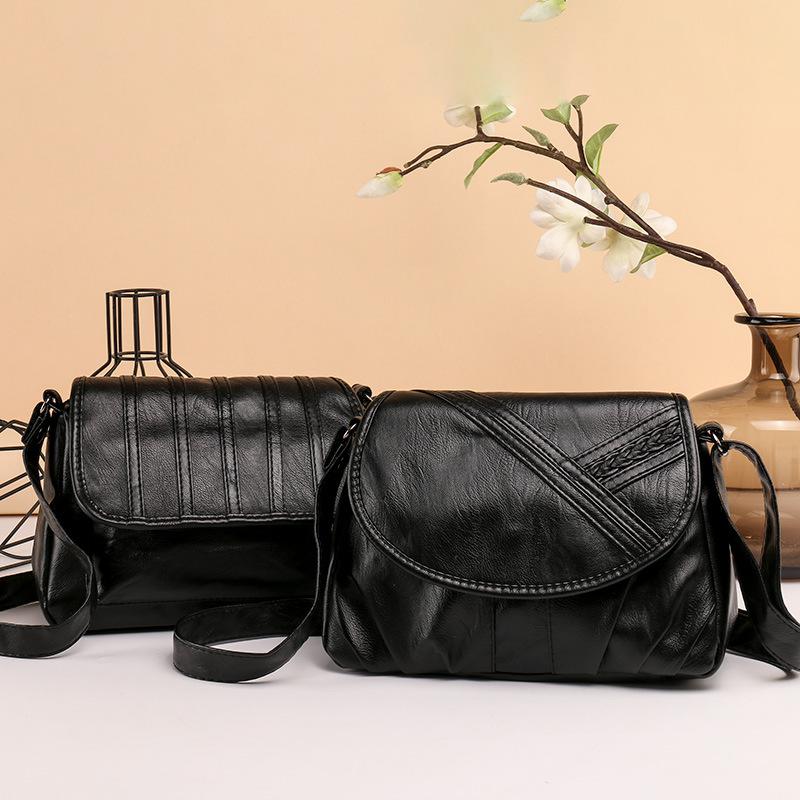 Geantă de mamă de vârstă mijlocie de mare capacitate, geantă de umăr la modă din piele moale, geantă pătrată mică retro