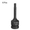 Uxcell 6 szt. Nasadka udarowa sześciokątna z chwytem 1/2" x H5, metryczna długość, stalowa, do użytku z wkrętarkami udarowymi i ręcznymi grzechotkami (5 mm) 2.36" CR-MO