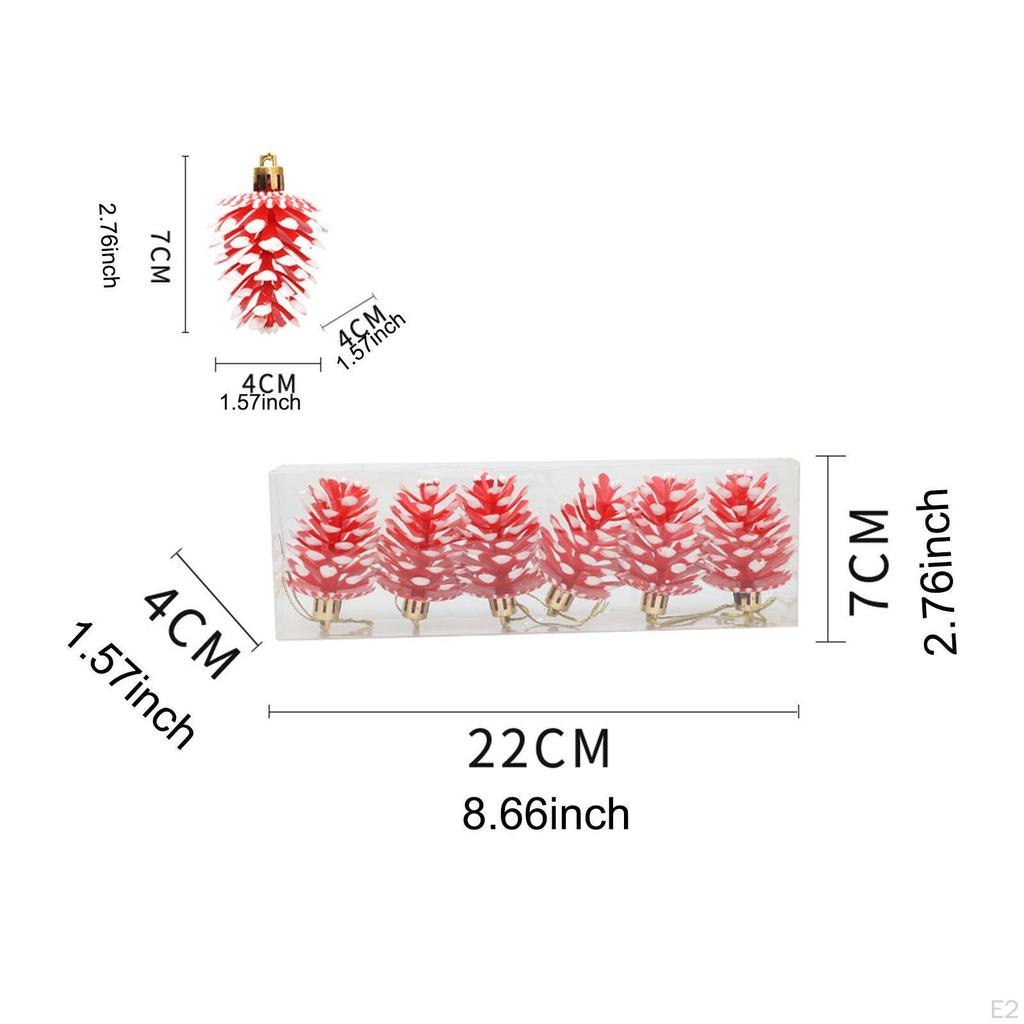 6 Pieces Artificial Pinecones Christmas Tree Decoration Holiday Decorative Xmas Pendant for