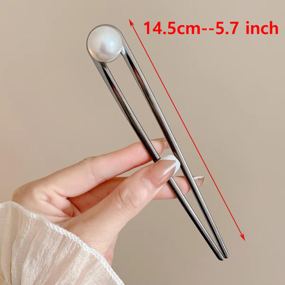 Trendy U Shape Metal Moon Hair Sticks for Women Vintage Elegant Chinese Black Crystal Hairpins DIY Hairstyle Hair Accessories