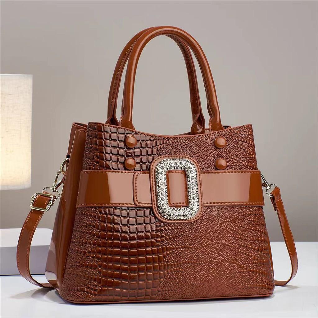 Sac Cabas Élégant Grande Capacité Motif Crocodile PU Pour Mamans Couleurs Vives