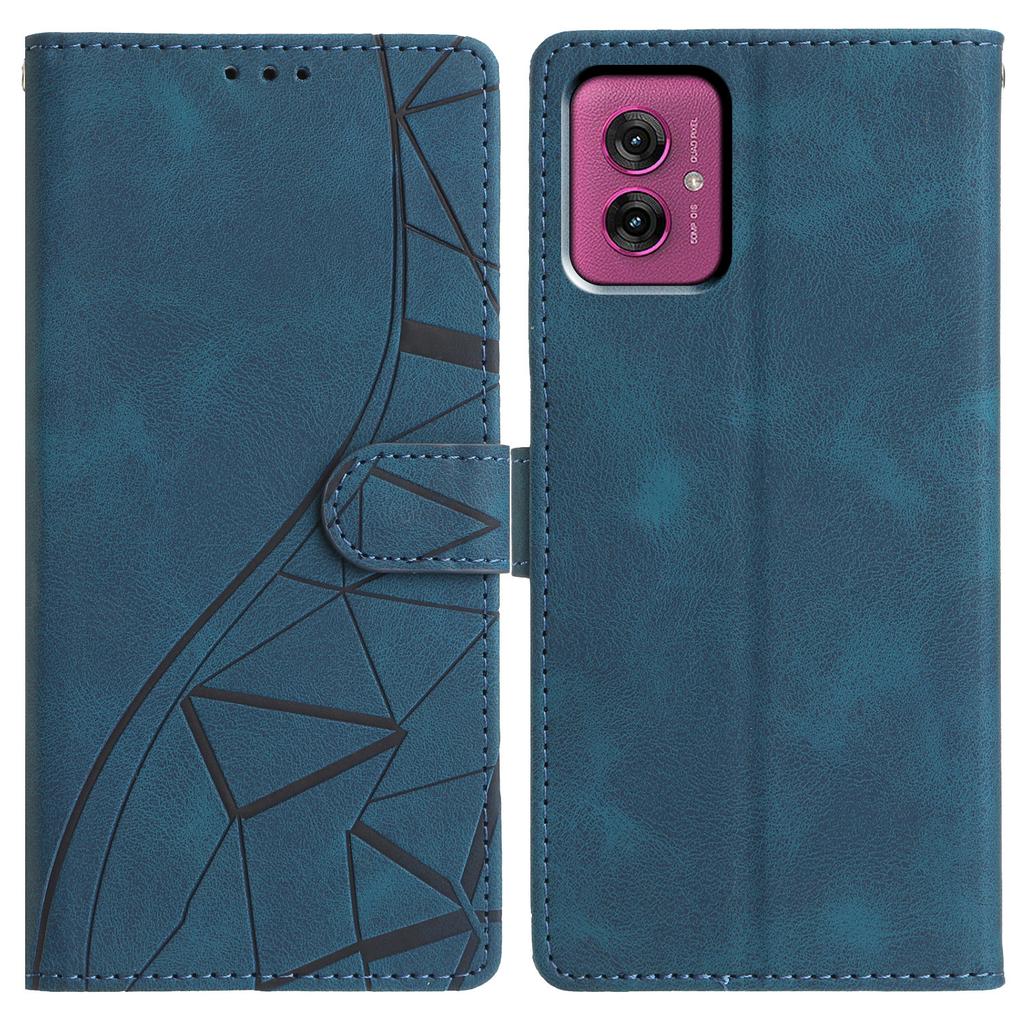 For Motorola Moto G55 5G Case Wallet Stand Imprinted Triangle Pattern Leather Phone Flip Cover