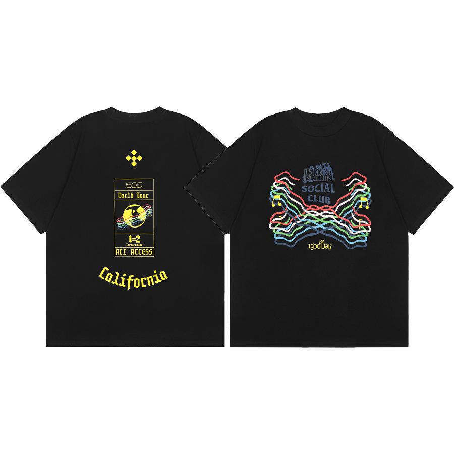 Difference Market Currency ASSC CLUB Hiroshi Fujiwara Lightning Series Printed Men's and Women's Loose Casual Short Sleeve T-Shirt