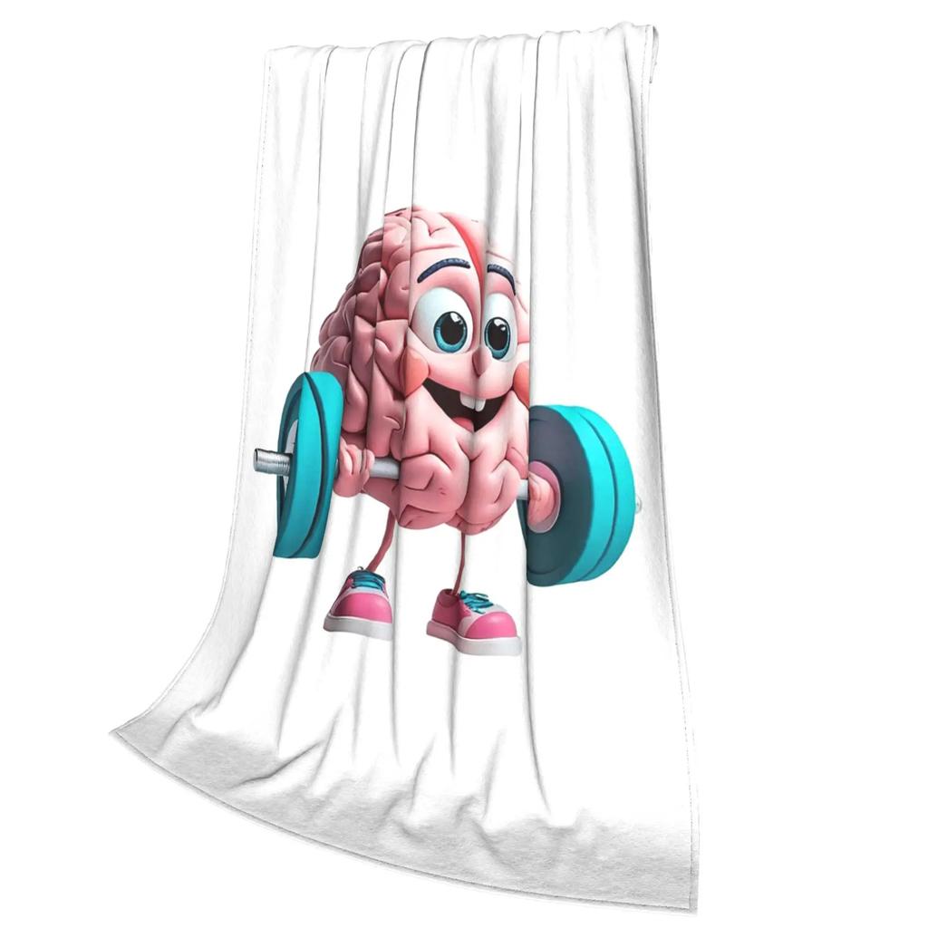 Train Your Brain – Fun Mental Fitness Art Blanket Breathable Fleece Throw Blanket for Home Bedroom Travel Throws Bedspread Quilt