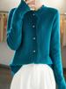 Women's Hollow Lace Wool Cardigan - Half-High Neck, Long Sleeve, Thick Autumn/Winter Style, Versatile, Fashionable Top