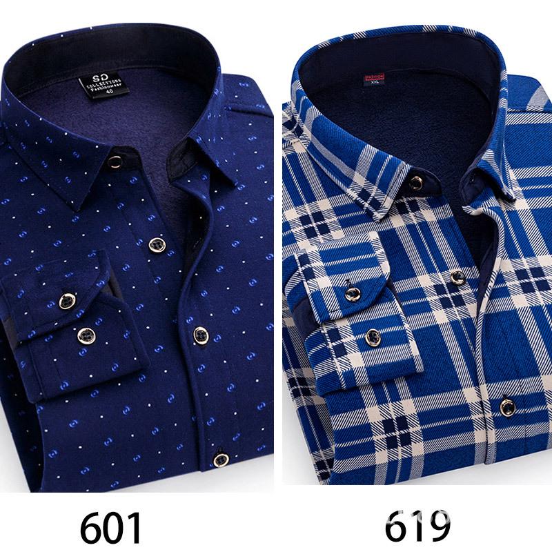 2024 Herren Kariertes Langarm Dickes Warmes Hemd für Herbst und Winter