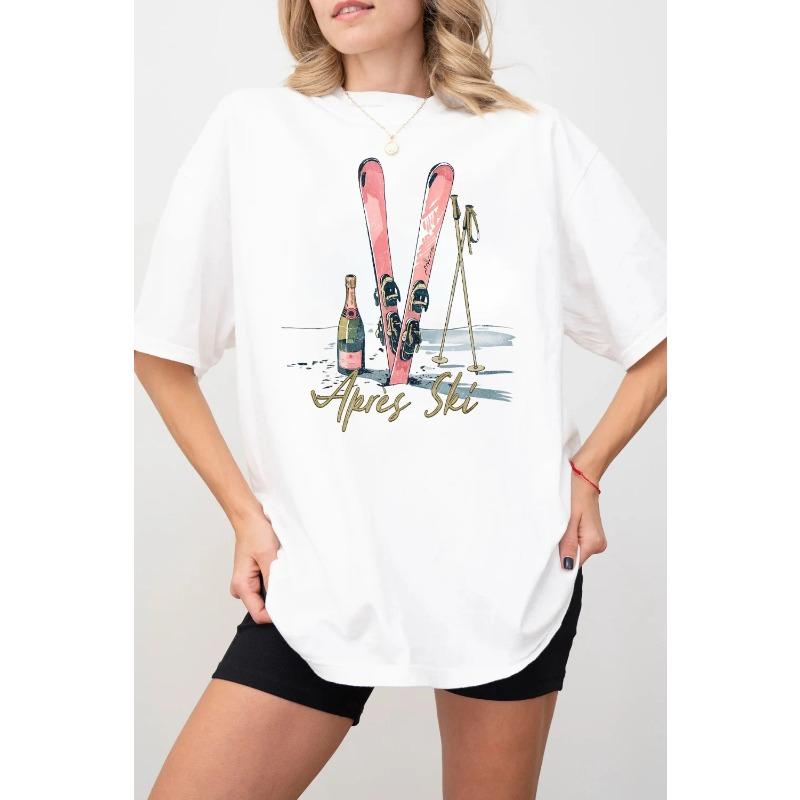 

Womens Retro Après Ski Lover TShirt Unisex Cotton Streetwear Oversized Loose Short Sleeve Suitab Graphic T Shirts S