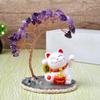 Solar Energy Shake Hands Lucky Cat Base Fate Tree Office Home Natural Crystal Crushed Stone Life Tree Handwoven Weaving Decor