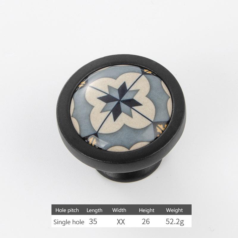 Nordic Style Blue Flower Ceramic Cabinet Pulls Non-slip Furniture Handles Knobs for Drawer Wardrobe Home Decor