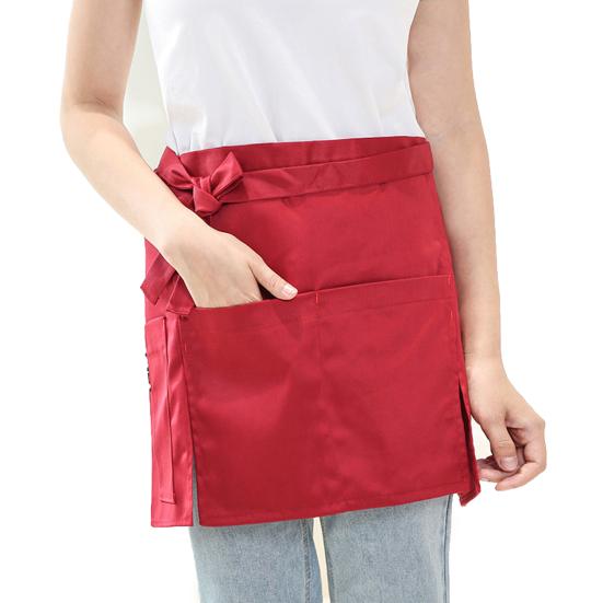 Unisex Solid Color Anti-oil Short Half Waist Apron Restaurant Server Waiter Tool