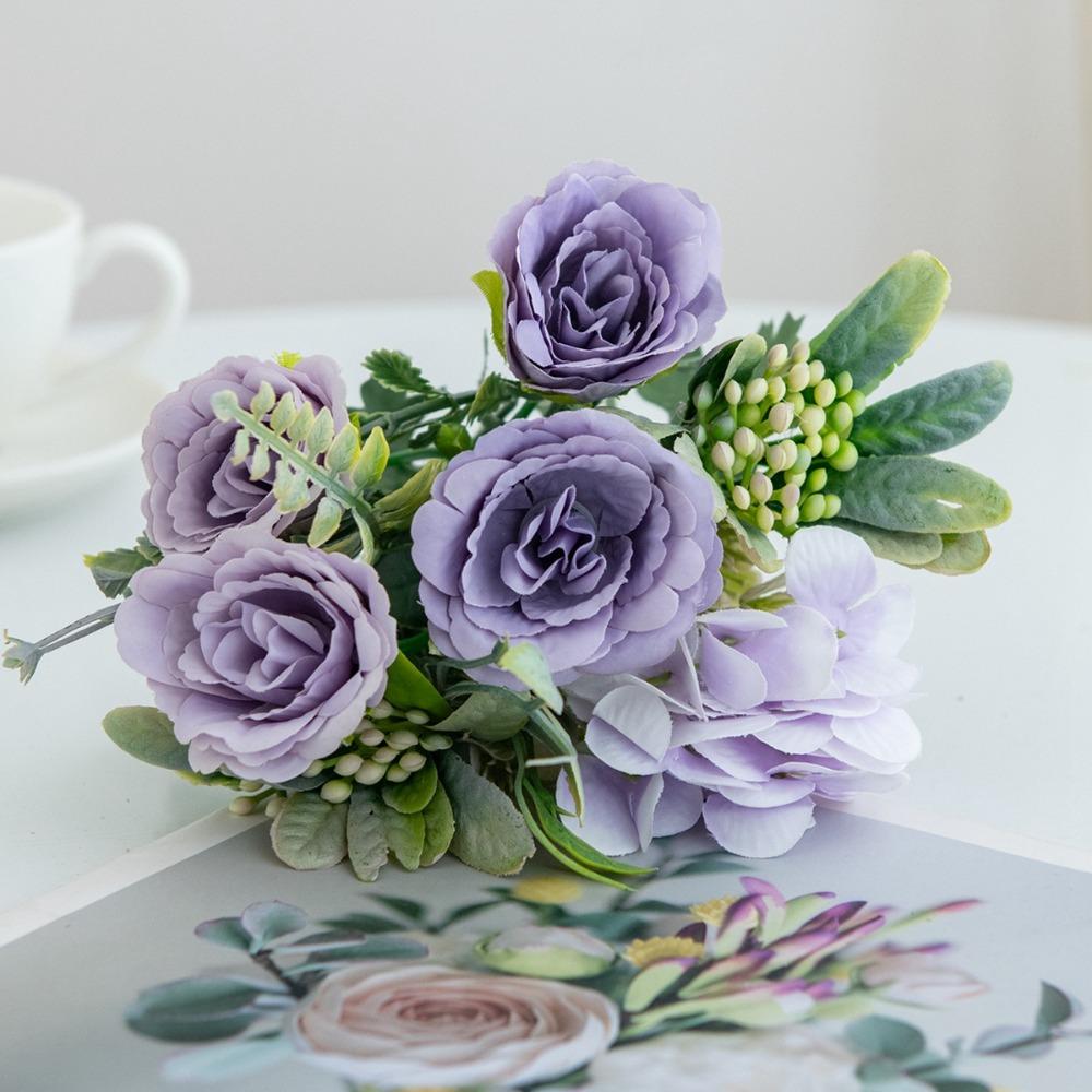 

Пейзажные Имитированные Цветы Пион Свадебный Букет Мода Искусственный Цветок Розы Домашний Декор фиолетовый