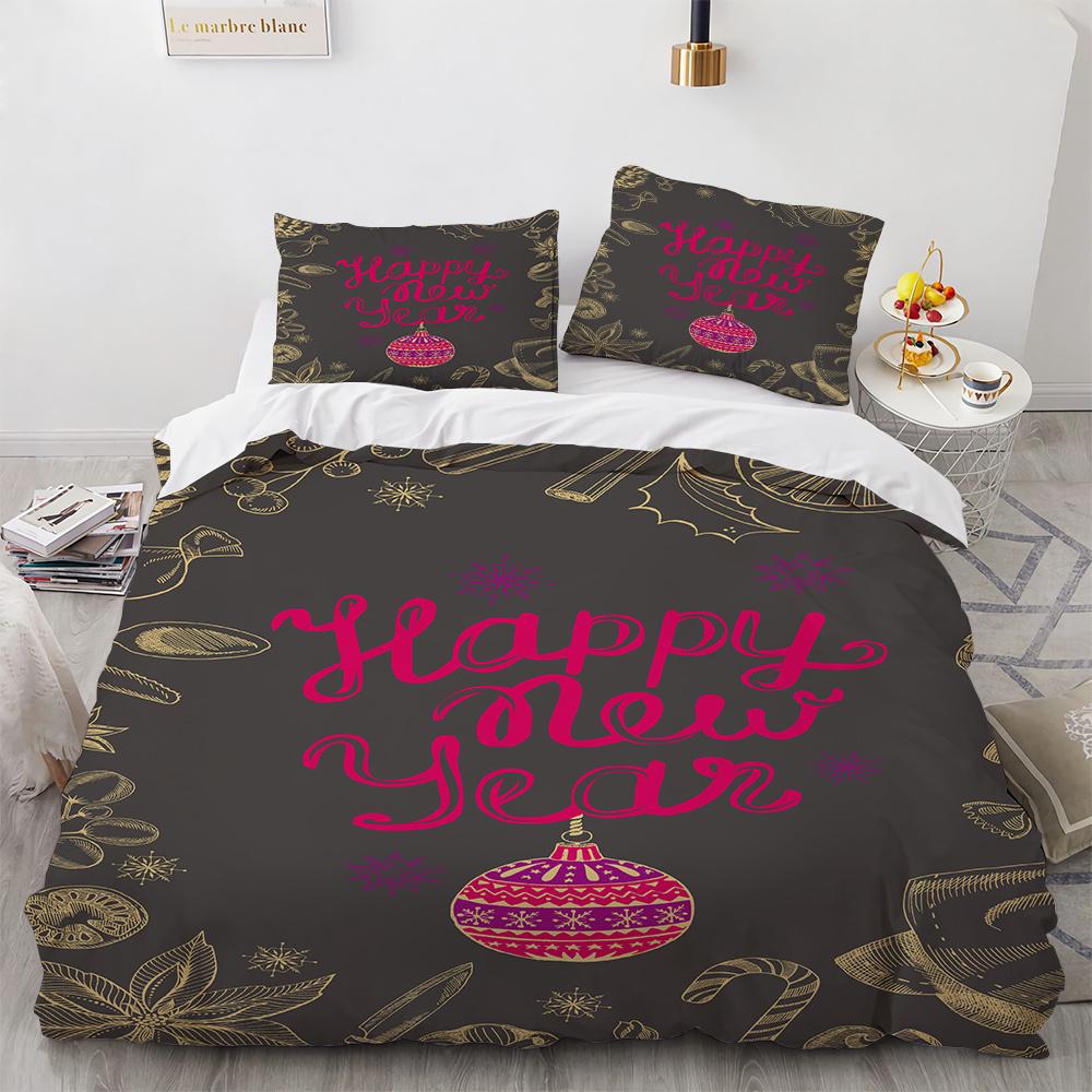 

Веселый рождественский комплект постельного белья с принтом для детей-подростков, рождественский подарок, комплект постельного белья из полиэстера с наволочкой размера King Queen 70x133cm 2pcs