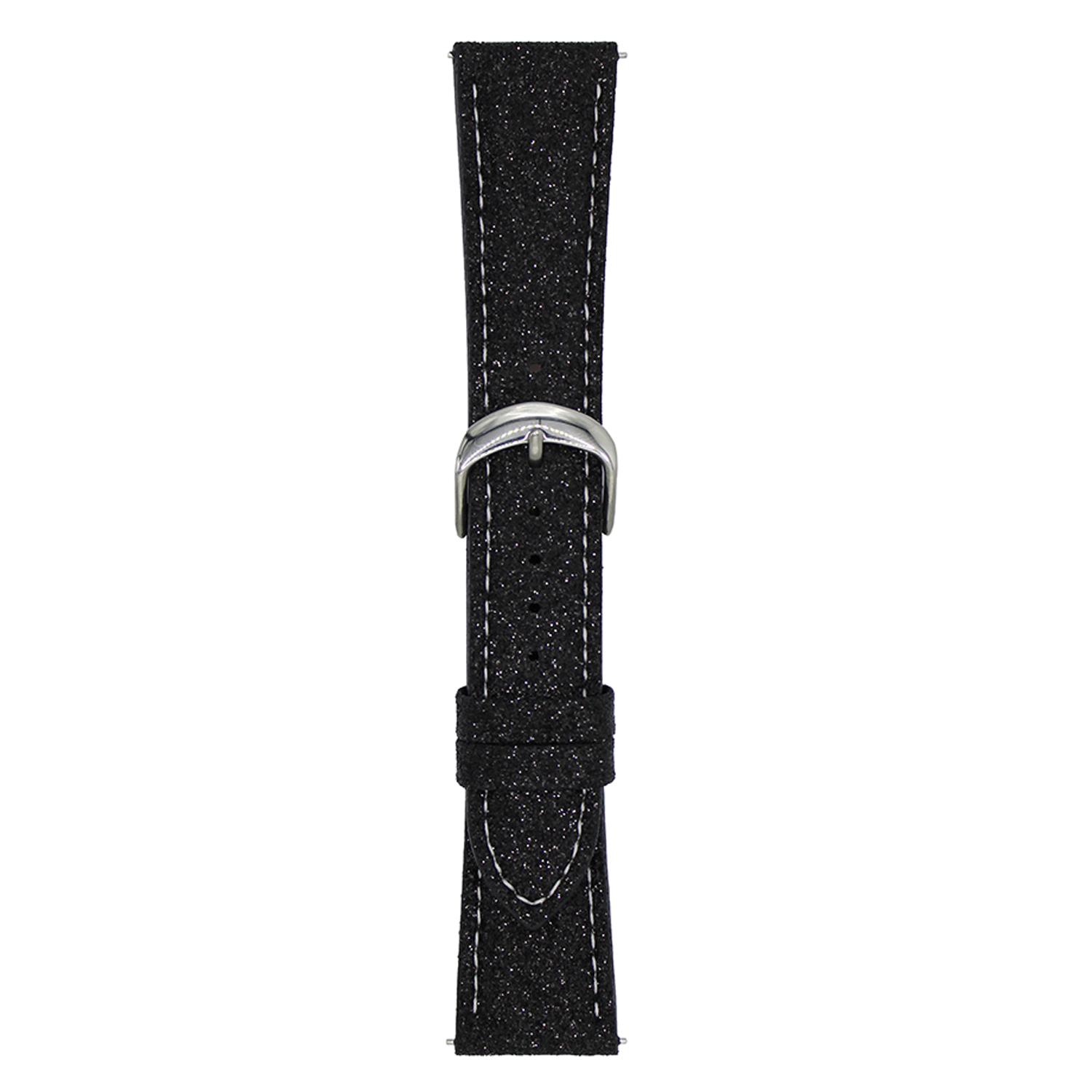 

For Samsung Galaxy Watch7 44mm/40mm Adjustable Strap 20mm Glitter Leather Watch Band Black