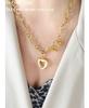 Marka 18k Gold Heart Necklace: French Style, Hollow Design, OT Clasp, Women's Titanium Steel Clavicle Chain (P1045)