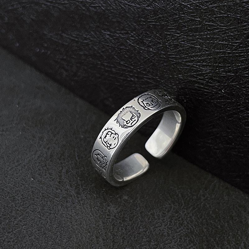 Custom Cartoon Character One Piece Women’s Retro Hip Hop Adjustable Index Ring