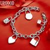 925 Sterling Silver Fashion Jewelry Lock Pendant Bracelet