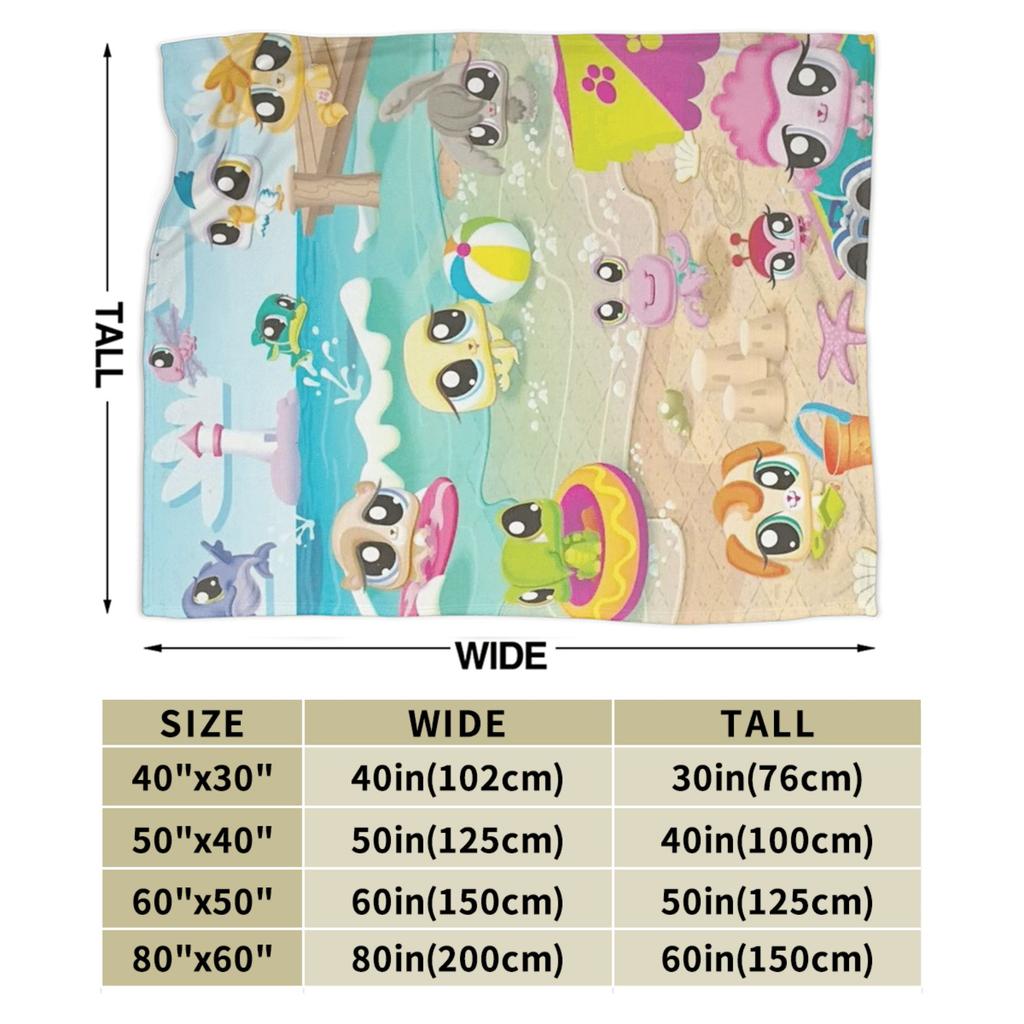 Littlest Pet Shop Blanket  Super Warm Comfortable Plush Throw Blanket For Child Couch Chair Sofa Bed Flannel Bedspread Bed Cover