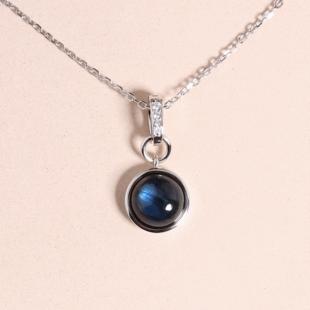 

Простое ожерелье из стерлингового серебра 925 пробы с натуральным лунным камнем лабрадоритом, драгоценные камни, изящные украшения с цепочкой, для женщин, хороший подарок S синий