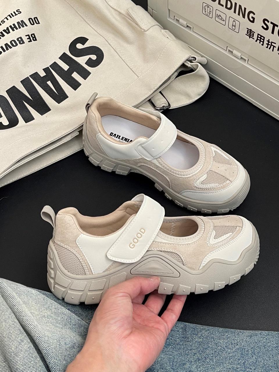 

Niche Baotou Hollow Mary Jane Sports Sandals Women s Summer New Ugly Cute Velcro Silver Casual Shoes 35 абрикосовый