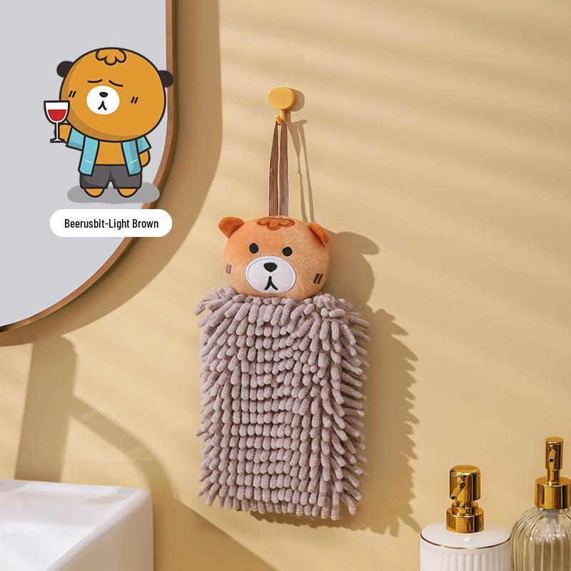 Beerus Cartoon Chenille Hand Towel - Cute Hanging Animal Wipe for Kids & Kitchen